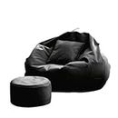 RELAX BEAN BAG'S 2XL Black Bean Bag Cover Set with Cushion and Footrest (Without Filling) Comfortable Leatherette Bean Bag Chair for Teens Kids and Adults for Livingroom Bedroom and Gaming Room.