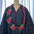 Graduation Lei Flower Deep Red Black Roses Flowers Leaves Four Braided Ribbons