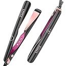 Hair Straightener Flat Curling Iron: Curler and Straightener 2 in 1 - Twist Straightening Curling Iron Combo for Curl Wave Straighten Women Hair - 1 Inch Dual Voltage