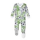Burt's Bees Baby Baby Boys' Pajamas, Zip-Front Non-Slip Unisex Footed Sleeper PJs, Organic Cotton, Soccer, 18 Months