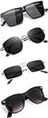 Sheomy Unisex Combo offer pack of 4 shades glasses White Black Candy MC stan Rectangle Retro Vintage Narrow Sunglasses Women and Men Small Narrow Square Sun Glasses Combo offer pack of candy MC stan