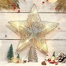 Grab Smart Christmas Tree Topper, Glittered Star Tree Topper Decorations for Indoor Home Decor,Xmas Tree Topper for Christmas Tree Decor
