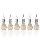 pearlstar Solar Light Bulbs Outdoor Waterproof Garden Camping Hanging LED Light Lamp Bulb Globe Hanging Lights for Home Yard Christmas Party Holiday Decorations (6 Pack-Clear Bulbs)
