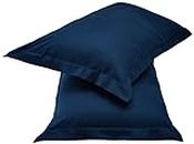 Amazon Brand - Solimo Elegant Navy Blue Pillow Cover, Brushed Cotton (Set of 2, Navy Blue, 17" X 27")