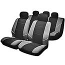 Sakura 'Merton' Black/Grey Seat And Headrest Covers BY0802 - Full Set Universal Fit Elasticated Hems Side Airbag Compatible Machine Washable