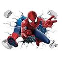 Amiiba Cartoon Breaking Through Wall Decals 3D Red Spider Wall Stickers Kids Bedrooms Living Room Wall Decor 15.7x23.6 Inch (Spider-Man)
