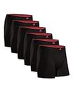DANISH ENDURANCE Men's Bamboo Boxers Soft, Comfortable, Breathable Underwear, Tagless, With or without fly, 6 Pack, Large Black
