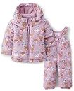 The Children's Place Baby Toddler Girl 2 Piece Set Snowsuit, Jacket and Bib Overall Pant, Lilac Dust | Woodland Critters_lilac Dust, 5T