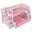 SAFIGLE Dollhouse Furniture Bunk Bed 1:12 Artificial Bed Miniature Bunk Bed with Ladder Mini Doll Bedroom Furniture Decor