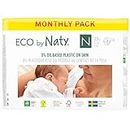 Eco by Naty Pañales Bebé - Pañales ecológicos a base de plantas, ideales para la piel sensible del bebé y ayuda a evitar las fugas (Talla recién nacido, 100 unidades)
