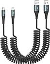 Coiled Lightning Cable 3ft, iPhone Charger Fast Charging for Car [Apple MFi Certified] Short Charging Cable Compatible with iPhone14/13/12/11 Pro Max/XS MAX/XR/XS/X/8/7/Plus/6S iPad/iPod-2Pack