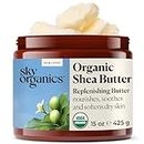 Sky Organics Organic Shea Butter for Body & Face USDA Certified Organic 100% Raw & Unrefined to Soften, Smooth & Boost Radiance, 16 Oz.