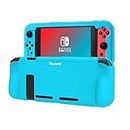 Nintendo Switch Case Cover,Teyomi Protective Silicone Case Grip Cover with 2 Storage Slots for Game Cards, Shock-Absorption & Anti-Scratch (Blue)