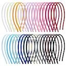 Cinaci 40 Pieces in 20 Colors Colorful 6mm Thin Skinny Stain Covered Metal Headbands Simple Plain DIY Craft Hair Bands Accessories for Women Girls Teens Kids Toddlers