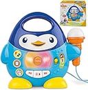KiddoLab Penguin Music Player and Karaoke Microphone for Kids Playtime Fun. Toddler Music and Karaoke Toy Microphone. Singing Machine Karaoke for Kids. Musical Toys for Newborn Children 18 Months+