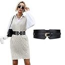 PALAY® Black Belt for Women Dress Stretchy Fashion PU Leather Wide Waist Belt Vintage for Dress Blouse Blazer -Fit Waist 23-33"