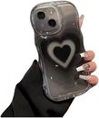 Axulimin for Iphone 13 Case Cute Aesthetic Black Heart Clear Phone Case for Teen