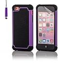 32nd ShockProof Series - Dual-Layer Shock and Kids Proof Case Cover for Apple iPhone 5, 5S & SE (2016), Heavy Duty Defender Style Case - Purple