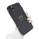 Newseego Case Compatible with iPhone 11 Pro Max, Fashion Gold Love-Heart Pattern Design Flexible Soft Liquid Silicone iPhone Case Shockproof Protective Case All-inclusive Lens for iPhone 11 Pro Max