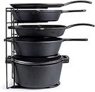 ELEGANT HOME DECOR Metal Pan Organizer Rack/Kitchen Pot Lid Organizer Rack/Best for Kitchen Storage of Pots Pans Lids/Lid Rack Pan Organizer Rack with 5 Shelves (Standard, Black, Tiered Shelf)