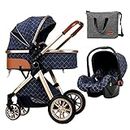 Luxury Pram Baby Strollers Coches para Bebes Baby Girl Stroller Two-Way Cart Pushchair,with 6 Stroller Gift Accessories,High Landscape Pushchair Strollers for 0-36 Months Kids (Color : Blauw)