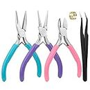 5 PCS Jewellery Pliers Set Jewellery Making Tools Mini Pliers Chain Nose Pliers Round Nose Pliers Diagonal Pliers for DIY Handmade Craft Supplies and Jewelry Repair