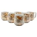 FnP CL Ceramic Tea and Coffee Cup - 6 Pieces, Glossy Golden, 150 ml