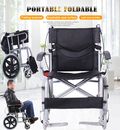 Lightweight Transport Chair Folding Wheelchair w/Handbrakes 14'' Wheels 120kg🚨