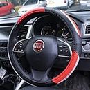 UKB4C Luxury Steering Wheel Cover Black Red & Chrome 37-39cm Diameter Universal Fit Protection
