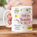 Visibee Thank You Teacher Mug, Best Teacher Gift, Gift for Mentor, Gift for School Teacher by Students Ceramic 325ml Coffee Mug FPM714