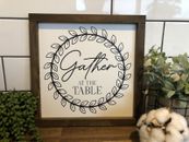 Gather Around The Table Wooden Sign plaque Country ,Farmhouse Kitchen Home decor