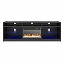 Ameriwood Home Luna Fireplace TV Stand for TVs up to 75", Black Oak