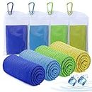 Amgico Cooling Towel 4 Pack, (40"x 12") Microfiber Cooling Towels for Neck and Face,Soft Breathable Cooling Towels for Athletes,Hot Weather,Yoga,Sport,Gym,Workout,Camping,Fitness,Running Cool Towel