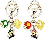 DIOTTI 2 pcs Super Mario Key Ring,Super Mario PVC Keyring Creative Mario Personality Keyring 3D Cute Anime Keychain Cell Phone Bag Pendant Decoration Accessories Gift for Women Men Girls Boys