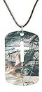Realtree AP Camo Camouflage Cross Dog Tag Necklace Pendant Jewelry Hunting Prayer Religious Cross Necklace Made in USA, Small, Leather Cord, Steel, No Gemstone