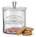 GRAVURZEILE Leonardo Keksglas mit Gravur - Cookie Monster - Vorratsdose aus Glas mit luftdichtem Deckel - Geeignet für Lebensmittel wie Kekse & Süßigkeiten - Geschenk für Sie & Ihn