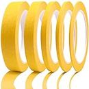 DOAY 5 Rolls Pinstripe Tape - Masking Tape 1/16", 1/8", 1/4", 1/2", 3/4" - Thin Painters Masking Automotive Tape for DIY, Car, Auto, Paint, Art, Tumblers (Yellow)