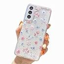Unique Gorgeous Clear Floral Pattern Design TPU Phone Case for Samsung Galaxy A50 A70 A21 S Note 20 Ultra Exquisite Soft Slim Thin Glitter Cover Bumper(Butterfly,Note 20)