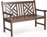 MFSTUDIO Outdoor Acacia Wood Garden Bench with Backrest and Armrest,2-Person Sla