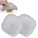 Hair Catcher,Square Hair Drain Cover for Shower Silicone Hair Stopper with Suction Cup,Easy to Install Suit for Bathroom,Bathtub,Kitchen 2 Pack (Grey)