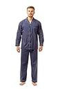 Best Deals Direct Mens Plain Poly Cotton Pyjamas Set, Navy, S