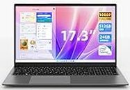 jumper Laptop, Laptop Computer with 24GB LPDDR4 512GB SSD, Celeron N5095 CPU(Up to 2.9GHz), 17.3" FHD IPS 1920x1200 Display, 38WH Battery, UHD Graphics, USB3.0 * 3, BT5.0, Front 2.0MP.