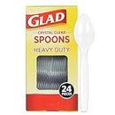 Glad Clear Plastic Spoons, Heavy Duty Disposable Cutlery Set, Standard Size, Clear Disposable Spoons, Pack of 24 - Perfect for Parties, Camping, and Everyday Use