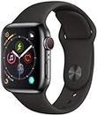 Apple Watch Series 4 40mm (GPS + Cellular) - Boîtier En Acier Inoxydable Gris Sidéral Avec Bracelet Sport Noir (Reconditionné)