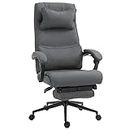 Vinsetto High Back Executive Office Chair, Reclining Computer Desk Chair with Footrest, Height Adjustable Fabric Office Chair with Headrest and Lumbar Support, Gray