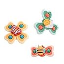 Bumtum Baby Bath Toys 3 PCS Spinner Toy for Baby Spinners | Baby &Toddlers Boys & Girls Waterproof Suction Cup Spinning Top Rotating Montessori Learning Toy Sticks to Smooth Surface