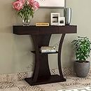 Navya Furniture Solid Sheesham Wood Console Table with Shelf Storage for Living Room Bedroom Home Office | Wooden Furniture Console Table | Wooden Console Table with 1 Drawer | Walnut