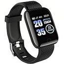 SBD S-Fit Sporty Smart Fitness Band Watch Bracelet with 1.33' Touch Screen with Heart Rate Sensor | BP Monitor | Pedometer Step Counter | Calorie Counter | Waterproof for Men Women & Kids - Black