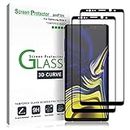 amFilm (2 Pack) Glass Screen Protector for Samsung Galaxy Note 9, Full Screen Coverage Screen Protector, 3D Curved Tempered Glass, Dot Matrix with Easy Installation Tray (Black)