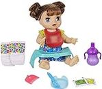 Baby Alive Happy Hungry Baby Brown Straight Hair Doll, Makes 50+ Sounds & Phrases, Eats & Poops, Drinks & Wets, for Kids Age 3 & Up